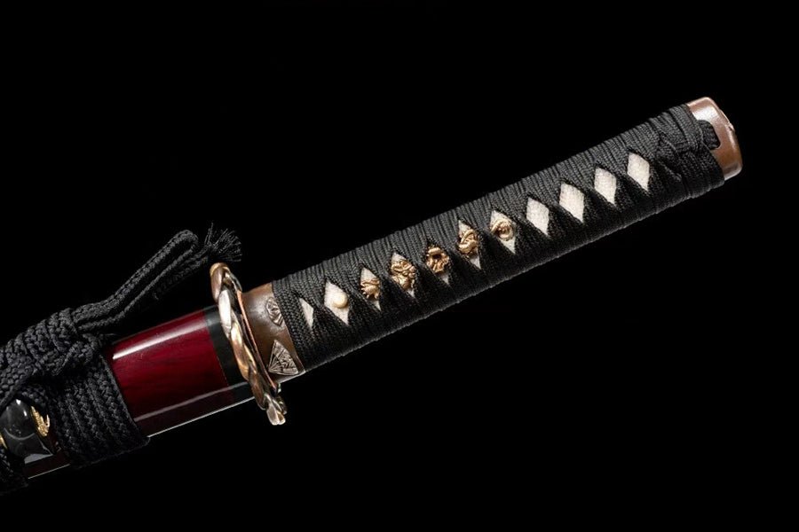 Wakizashi Sword Four Seas Honsanmai Steel Clay Tempered Red Saya 四海 | KatanaSwordArt Wakizashi For Sale