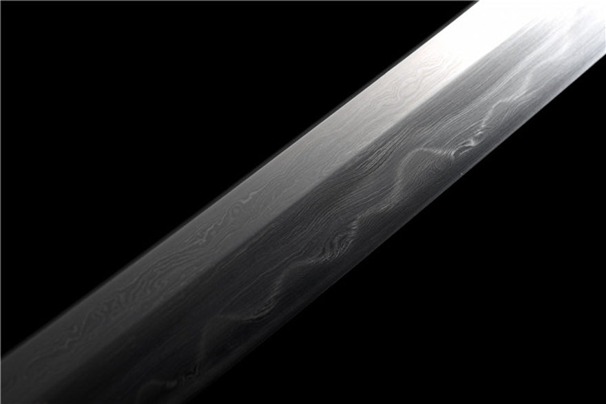 Wakizashi Sword Qingfeng Damascus Folded Clay Tempered 青鋒 | KatanaSwordArt Wakizashi For Sale