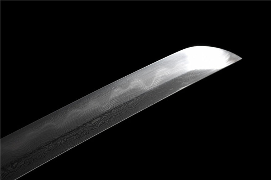 Wakizashi Sword Qingfeng Damascus Folded Clay Tempered 青鋒 | KatanaSwordArt Wakizashi For Sale