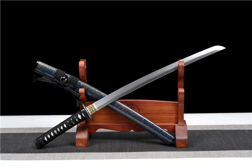 Wakizashi Sword Qingfeng Damascus Folded Clay Tempered 青鋒 | KatanaSwordArt Wakizashi For Sale