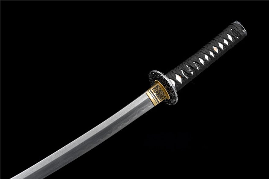 Wakizashi Sword Qingfeng Damascus Folded Clay Tempered 青鋒 | KatanaSwordArt Wakizashi For Sale