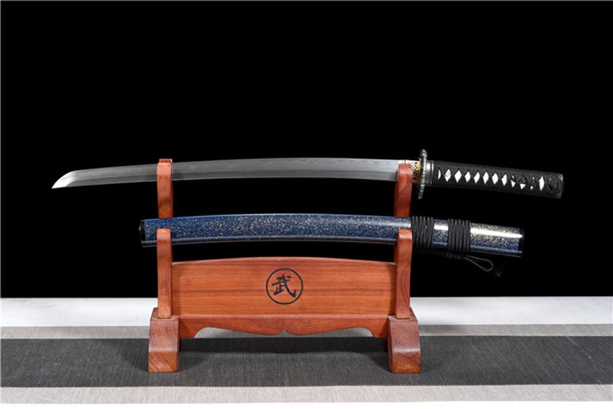 Wakizashi Sword Qingfeng Damascus Folded Clay Tempered 青鋒 | KatanaSwordArt Wakizashi For Sale