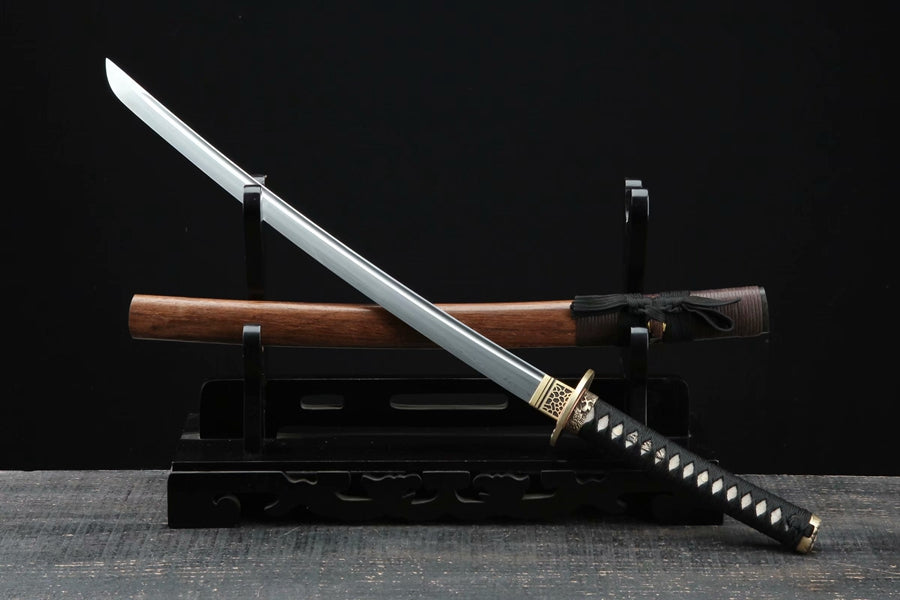Wakizashi Sword Wushi Damascus Folded Wood Saya 武士 | KatanaSwordArt Wakizashi For Sale