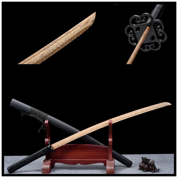Wooden Katana Tanglong Rosewood Blade Black Saya 唐龍 For Sale | KatanaSwordArt Japanese Katana
